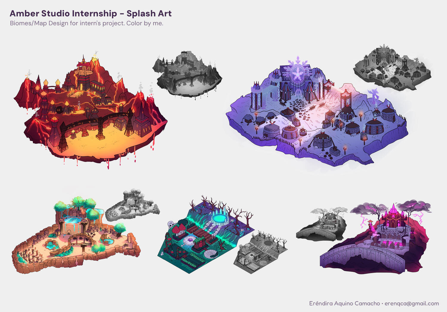 Biomes/Maps Design for intern's project: Overtrone. Color by me.
