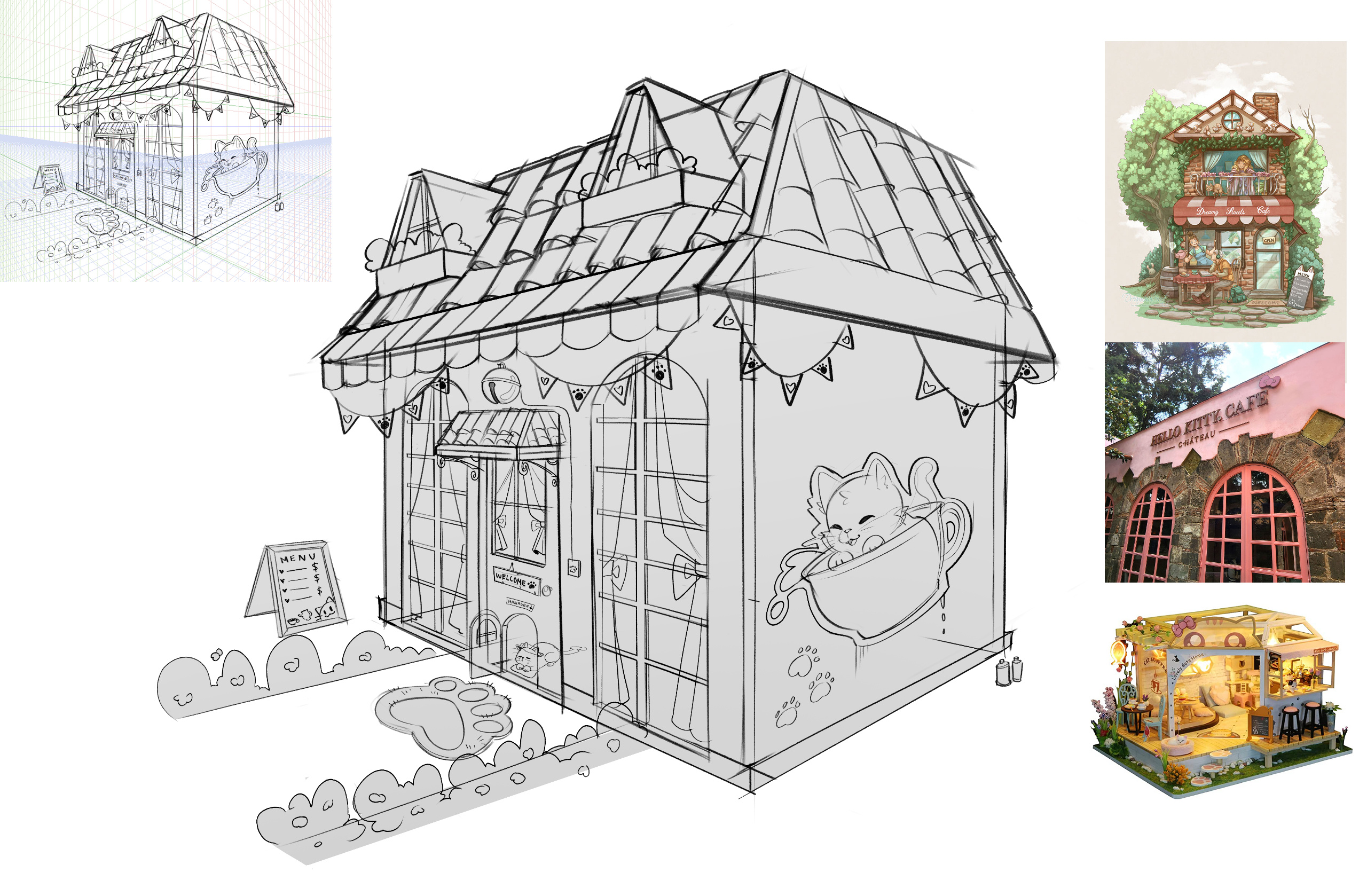 Perspective practice: Cat Cafe.